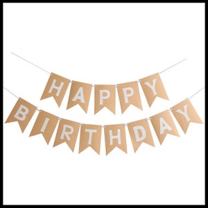 Bandeira de papel kraft para feliz aniversário, 13 letras para festa de aniversário, aniversário infantil, feliz aniversário adulto, decorações de festa de feliz aniversário