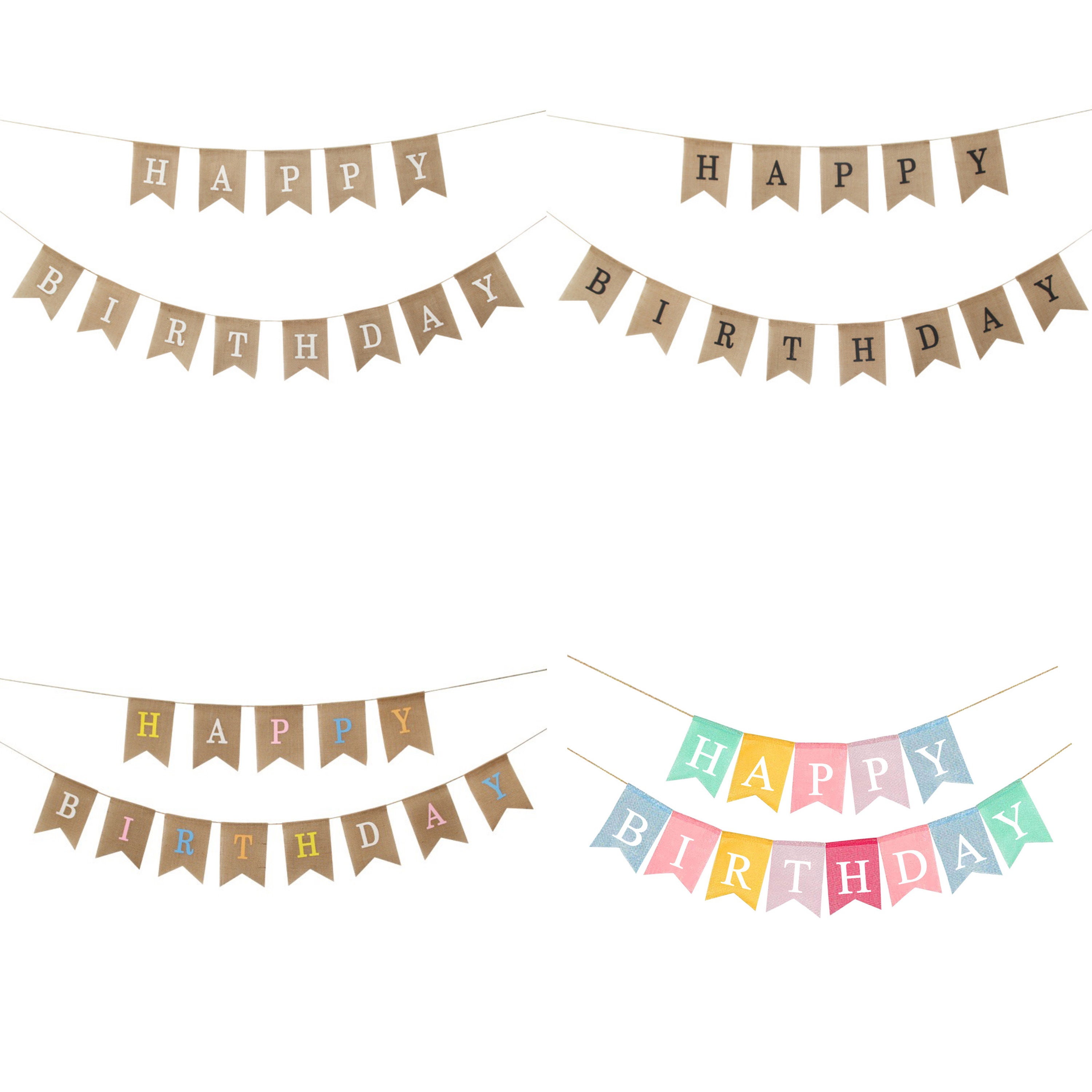 LOVENJOY Happy Birthday Banner - Burlap Fabric Rustic Party Decorations - 16.4 Feet Pre-Strung - View #3