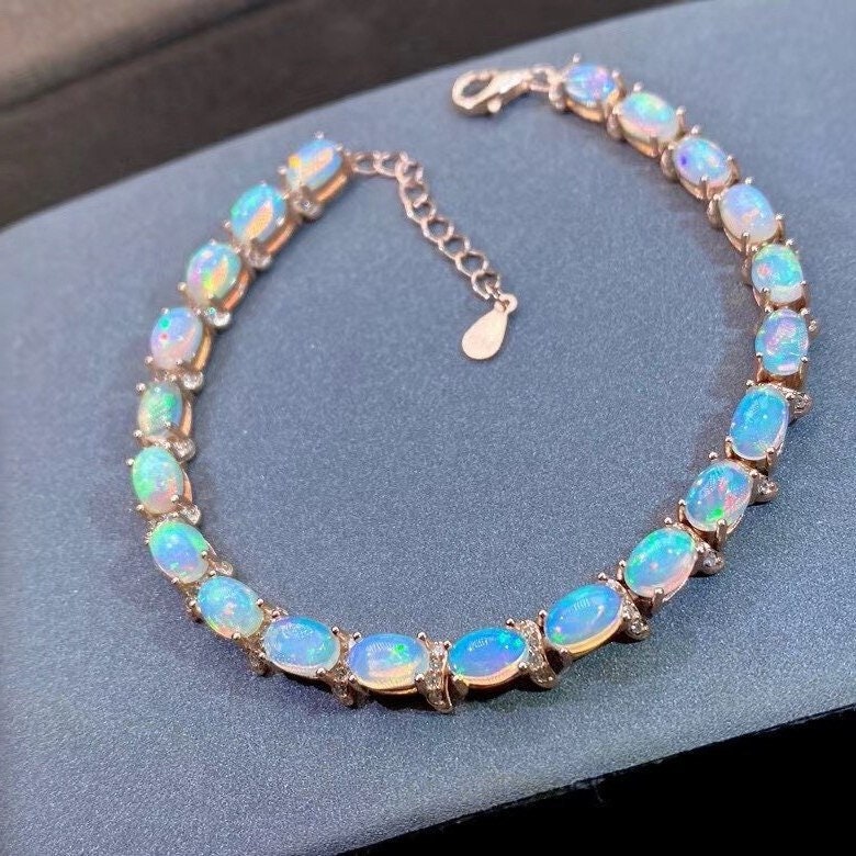 Opal Bracelet Natural Opal Bracelet Australian Opal Handmade Etsy