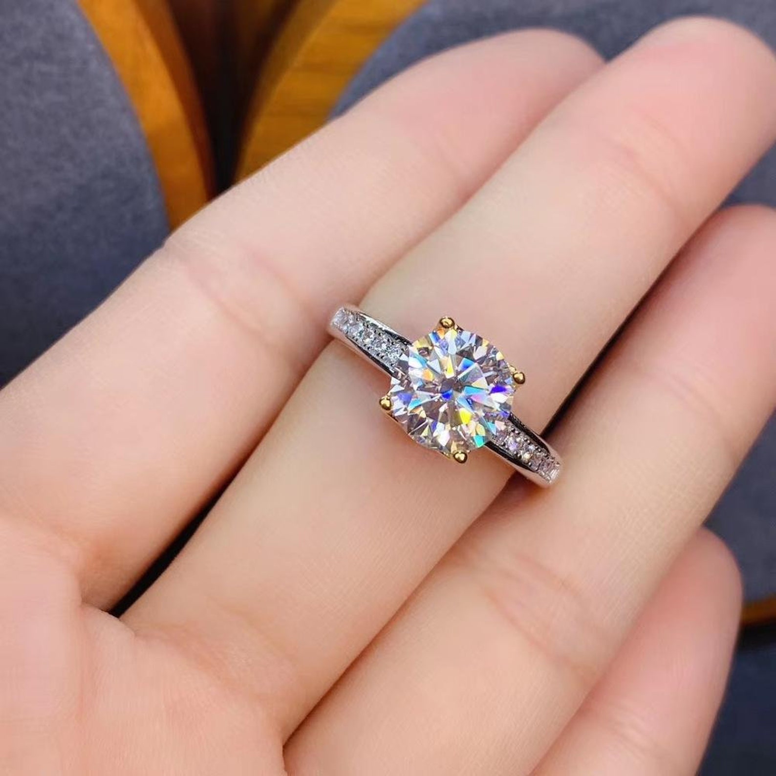 Dainty Moissanite Ring 1ct Moissanite Diamond Ring Etsy