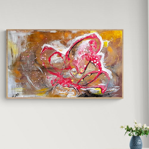 Large Abstract Butterfly Painting on Canvas, Contemporary Modern Painting Texture Wall Art, shops Acrylic Gold Original Nature Landscape Decor