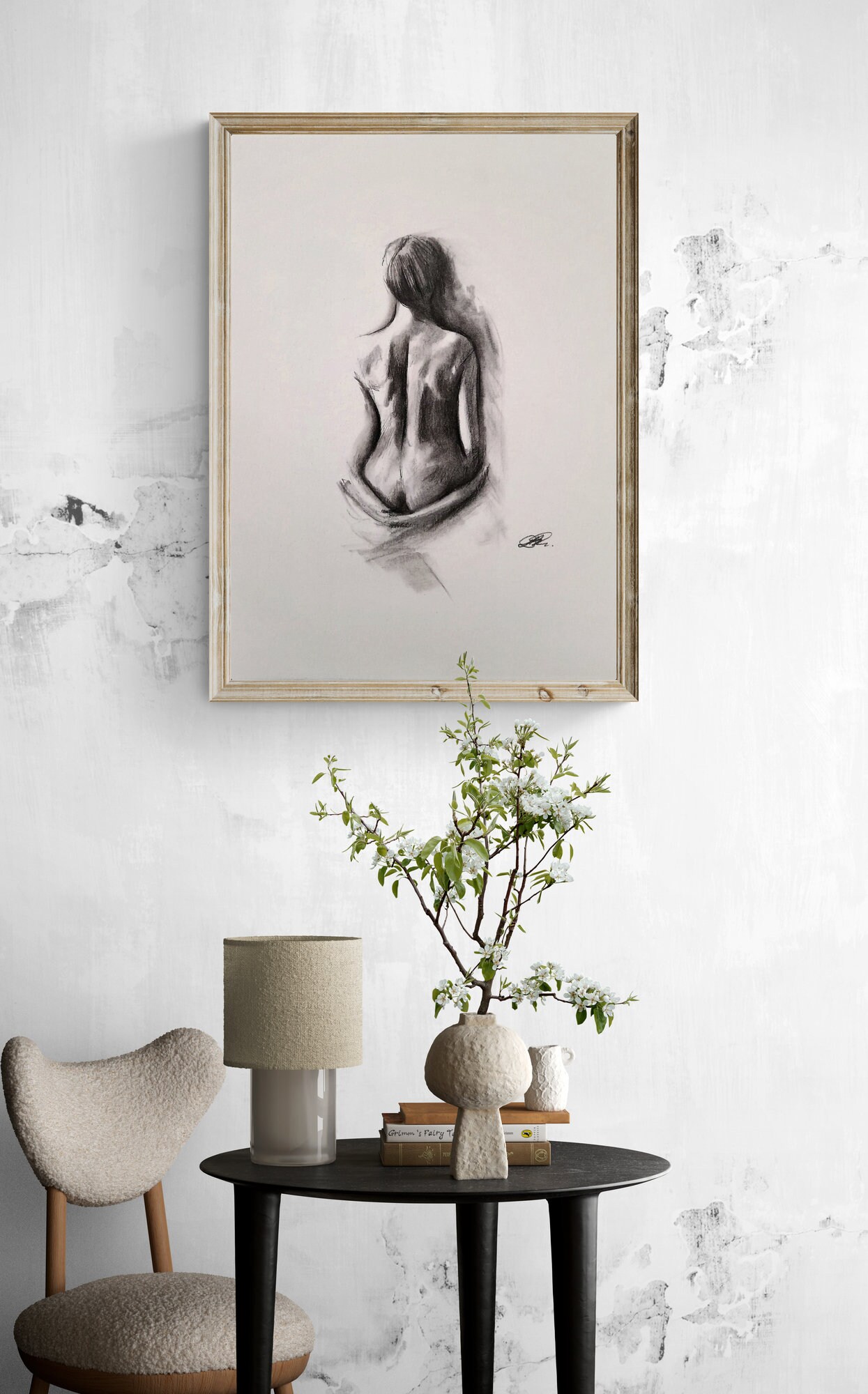 Custom Nude Sketch, Abstract Naked Figure Drawing, Pencil Nude Drawing, Erotic Sketch from Photo, Customized Graphite Charcoal Pencil Sketch