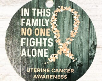 Uterine Cancer Awareness Christmas Ornament, In this Family, No One Fights Alone