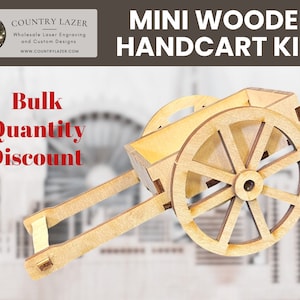 DIY Minature Baltic Birch Wooden Handcart Display Kit,