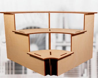 Curved Corner Wooden Retail Display Stand Kit: Craft Show Fixture Reversible
