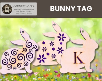 Künstlerischer Osterhasen-Holzanhänger - 3/8 cm Handgefertigte Birkenanhänger mit Wirbeln, Blumen & Monogrammen - Charmantes Geschenk für Ostern