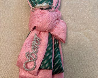 Pink Grün Double Tie Perlenkette, Accessoire
