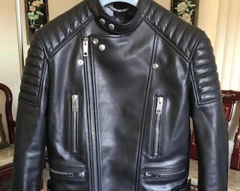 Mens Racer Leather Jacket, Biker Leather Jacket, Lambskin Leather Jacket, Classic Leather Jacket, Gift for Him, Birthday Gift