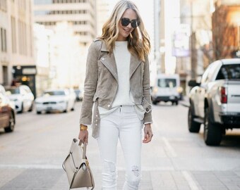 Suede Moto Jacket, Suede Biker Jacket, Suede Jacket, Spring/Summer Jacket