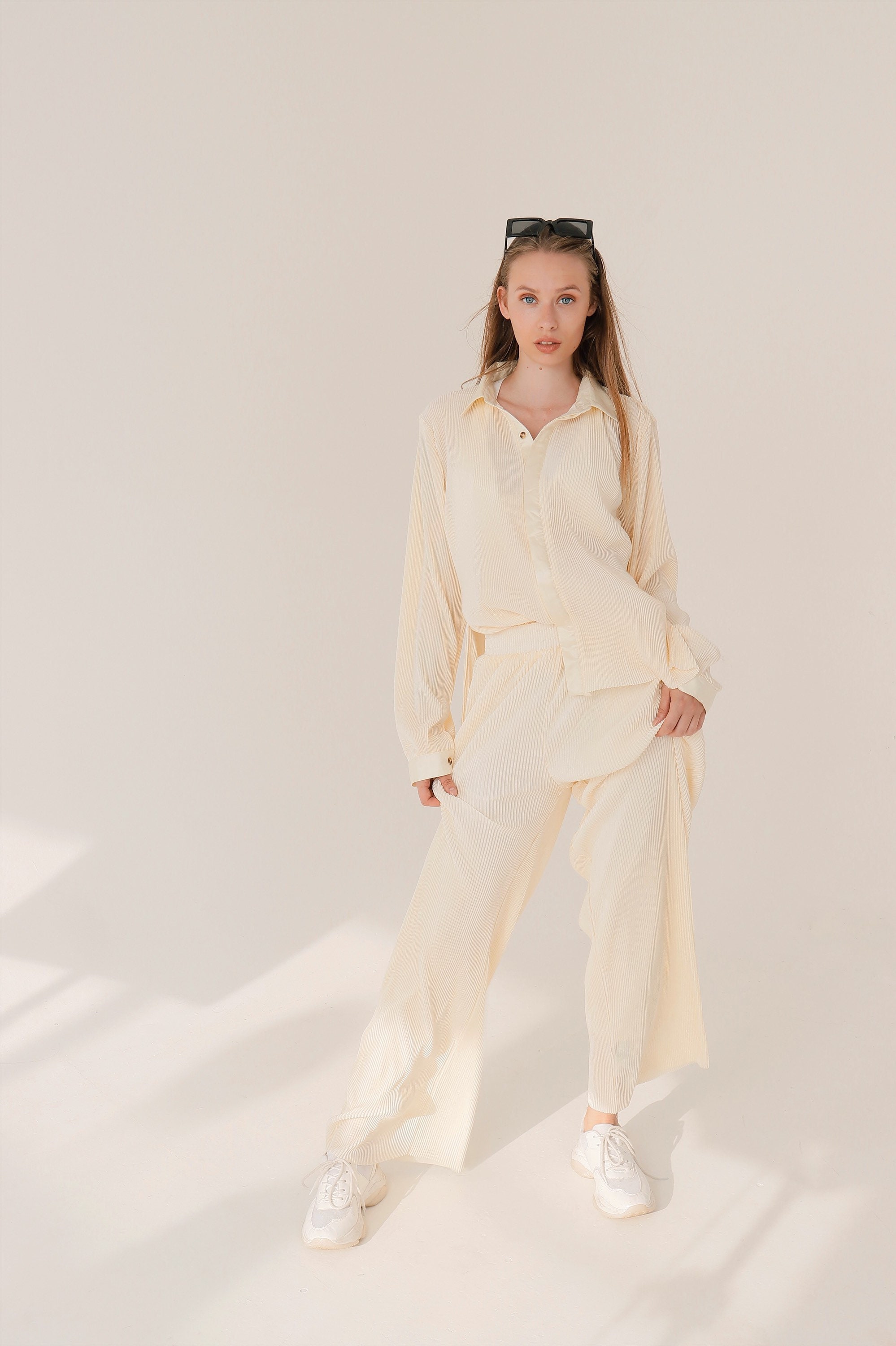 Cream Plisse Co Ord Plisse Co Ord Coord Set Casual Style - Etsy Norway
