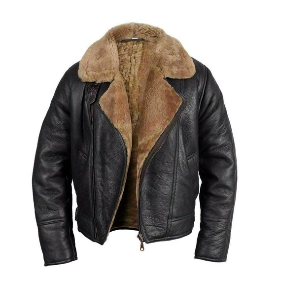 Aviator Shearling Sheepskin Jacket Bomber Flight Jacket - Etsy