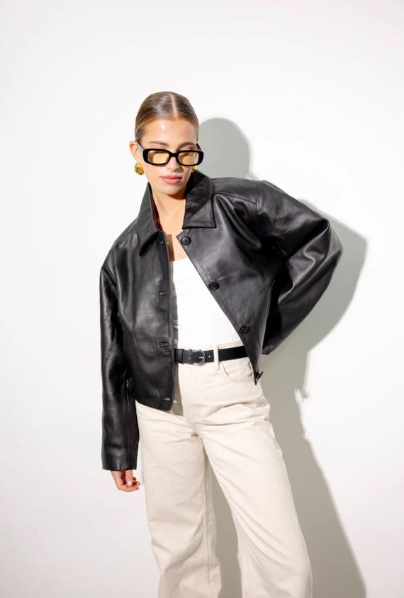 90s ARMANI JEANS Leather Jacket | VOSTOK