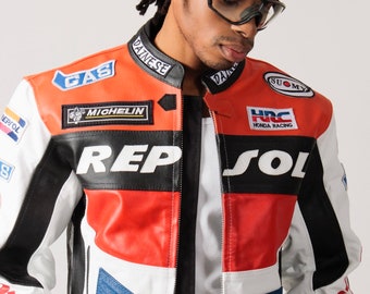 ジャケット・アウター y2k Japanese label real Leather Jacket Racer Leather Jacket, Y2K Leather Jacket, NASCAR Leather