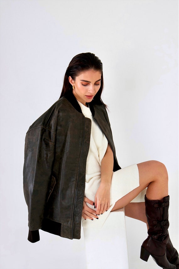 90s Oversized Leather Bomber Jacket, Distressed Vintage Leather Jacket, Oversized Leather Jacket, Vintage Leather Jacket - Etsy 90s Oversized Leather Bomber Jacket, Distressed Vintage Leather Jacket, Oversized Leather Jacket, Vintage Leather Jacket - Etsy