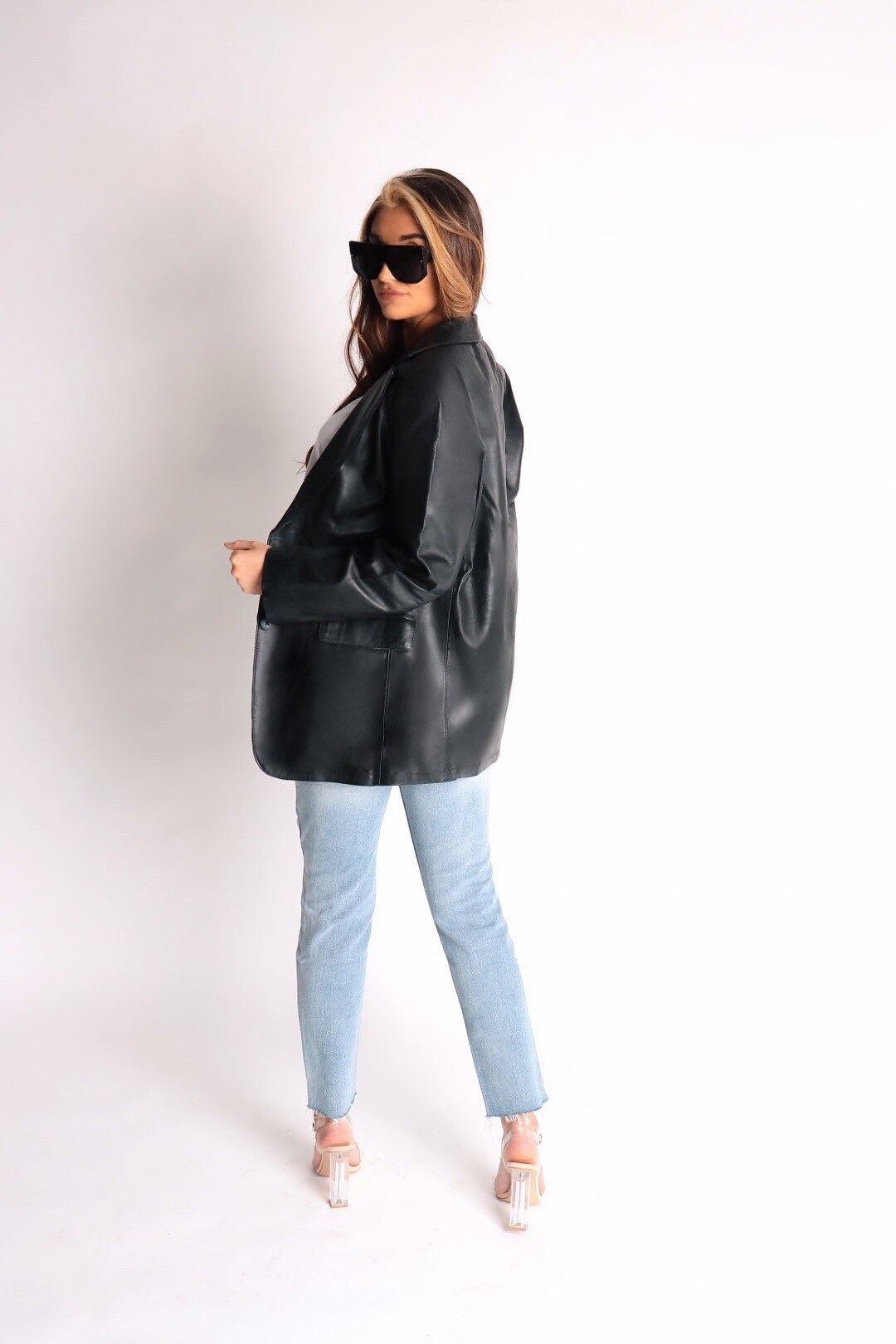 womens leather blazer coat
