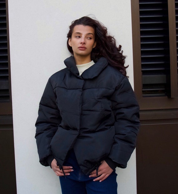 Oversized Puffer Jacket Black Puffer Jacket Winter Jacket - Etsy Finland