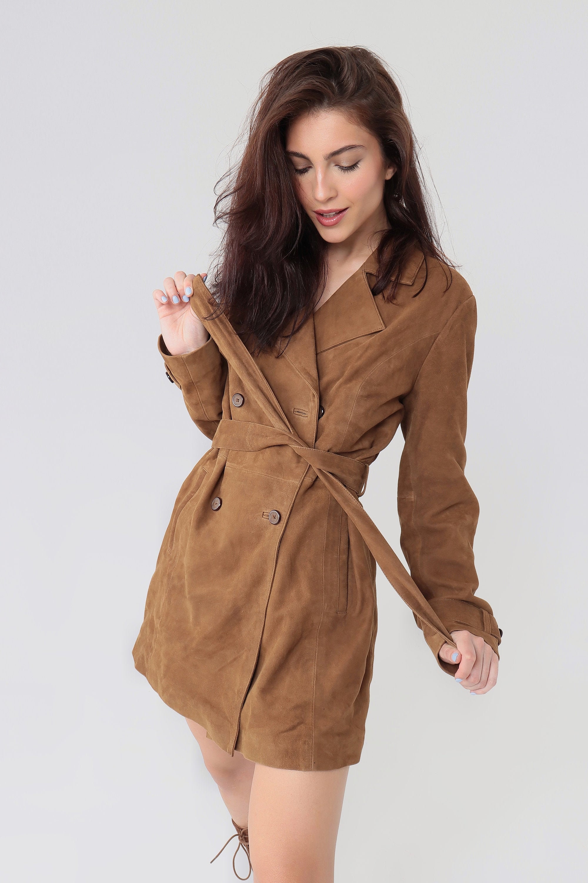 Caramel Brown Suede Coat Brown Suede Coat Leather Coat Coat Etsy UK