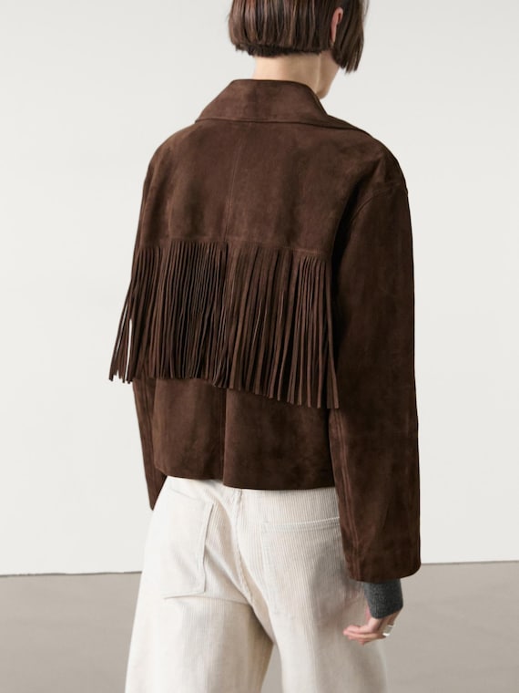 Western Brown Fringe Suede Jacket, Fringe Suede Jacket