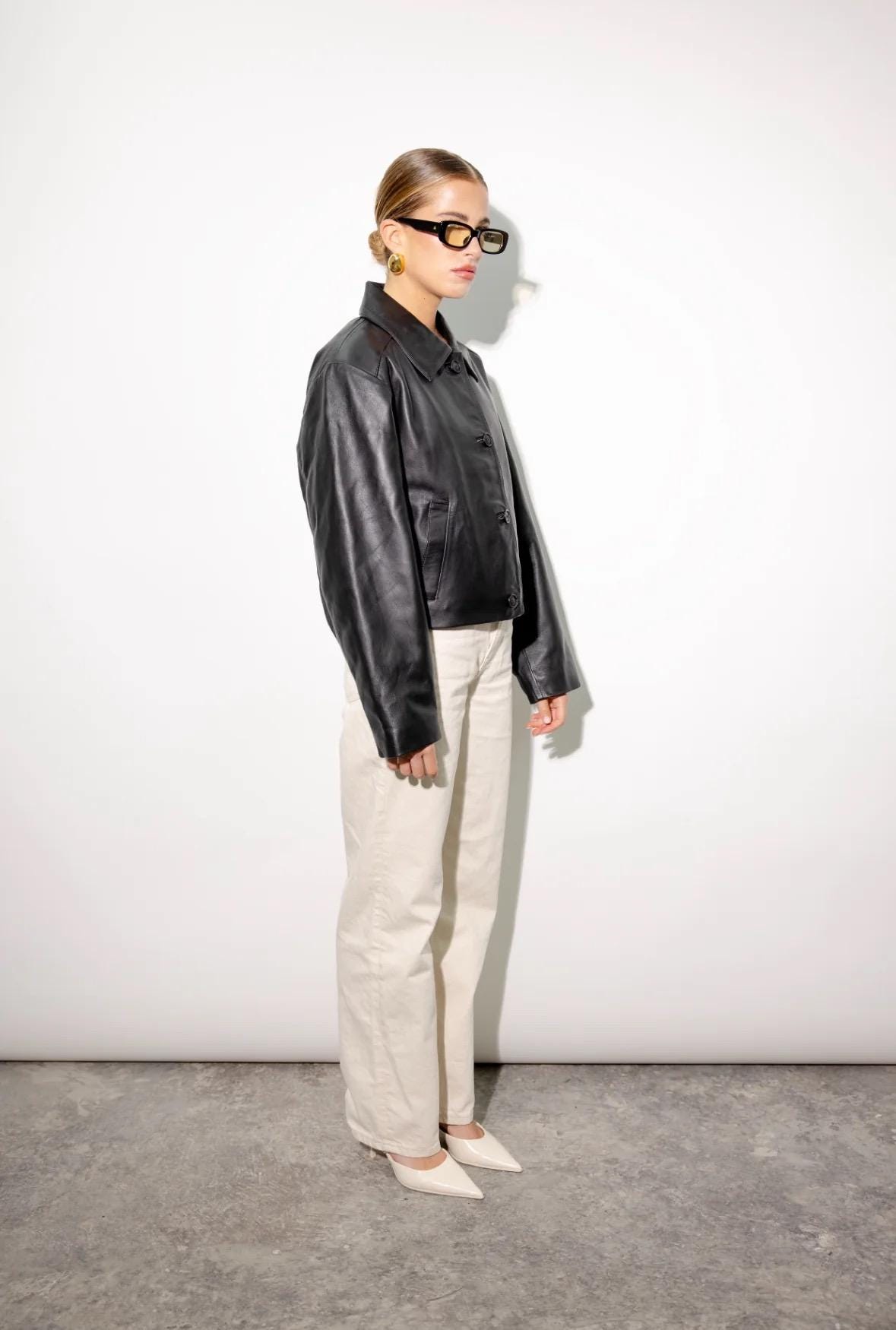 オーバーサイズ 90 年代 ボタンダウン ボックス型レザー