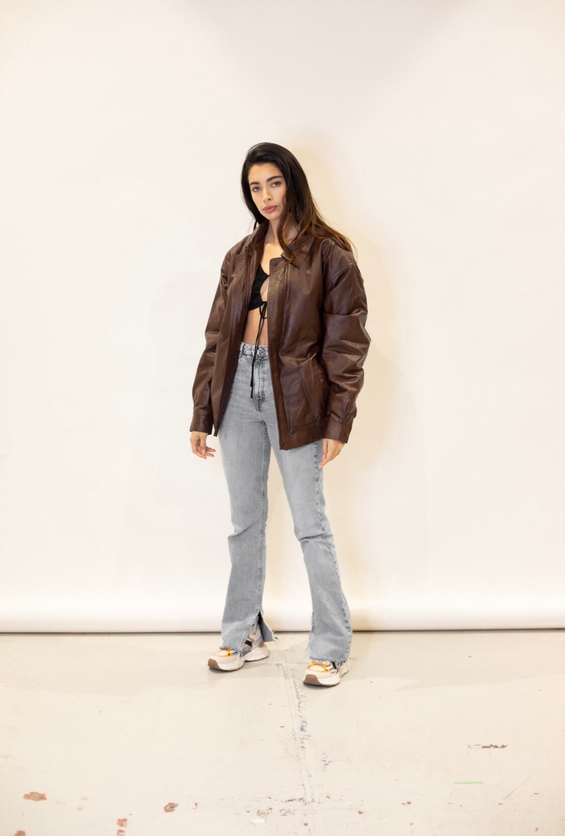ジャケット・アウター vintage oversized leather bomber jacket Women's Fashion 90s Leather Jacket Oversized Leather Bomber
