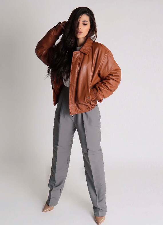 Oversized Bomber Jacket, Oversized Leather Jacket, Leather Jacket, Bomber Jacket, Spring Jacket, Gift for Her