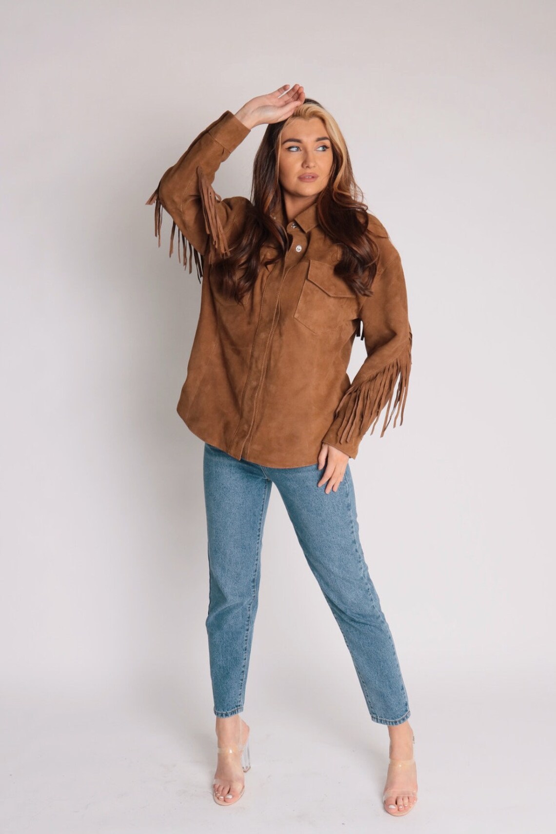 Suede Fringe Jacket Fringe Leather Jacket Suede Jacket Tan - Etsy Sweden