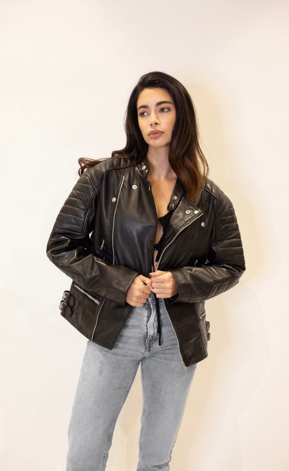 90s Retro Leather Jacket, Y2K Racer Leather Jacket 90s Retro Leather Jacket, Y2K Racer Leather Jacket