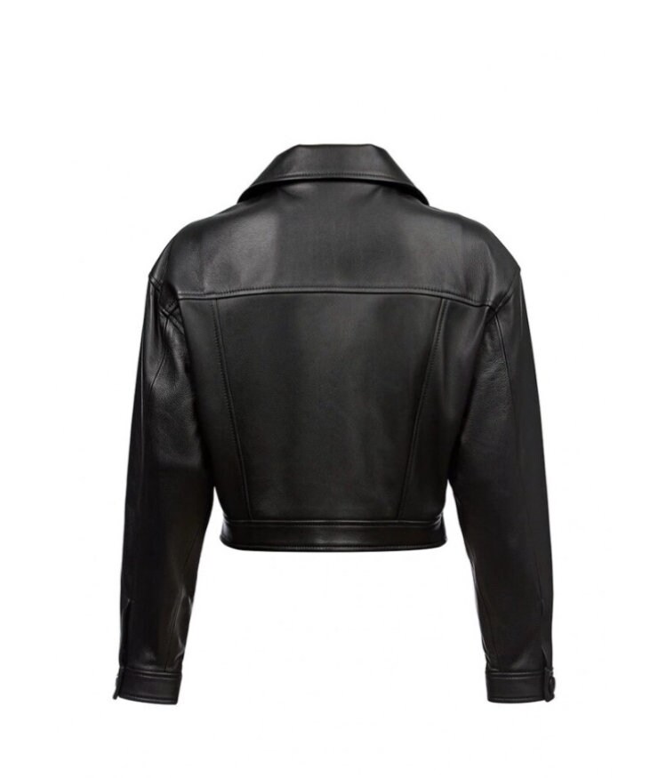 Cropped Leather Jacket Mid Oversized Leather Jacket Leather Etsy