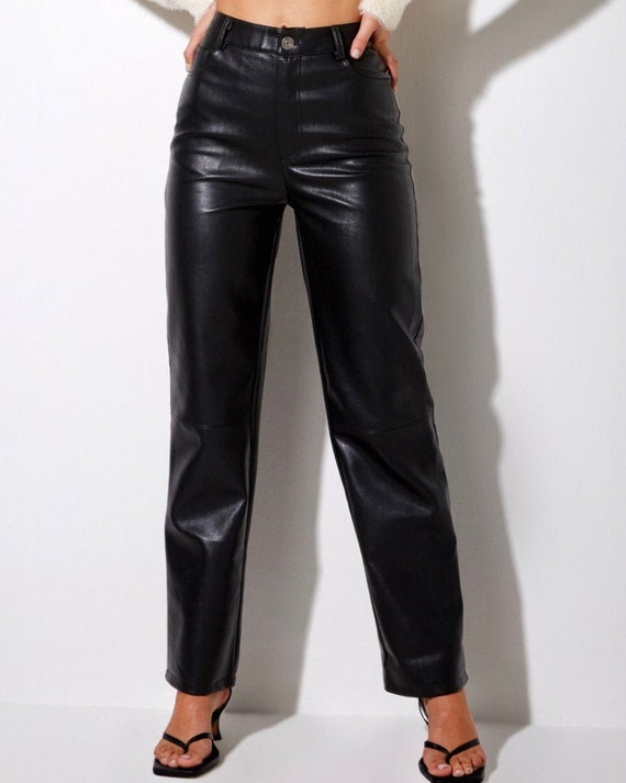 Wide Leg Leather Trousers Leather 