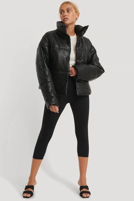 Abrigo de invierno para mujer chaqueta de cuero vintage streetwear puffer  chaquetas elegante PU cortavientos negro gabardina abrigos otoño  2019|Parkas| - AliExpress