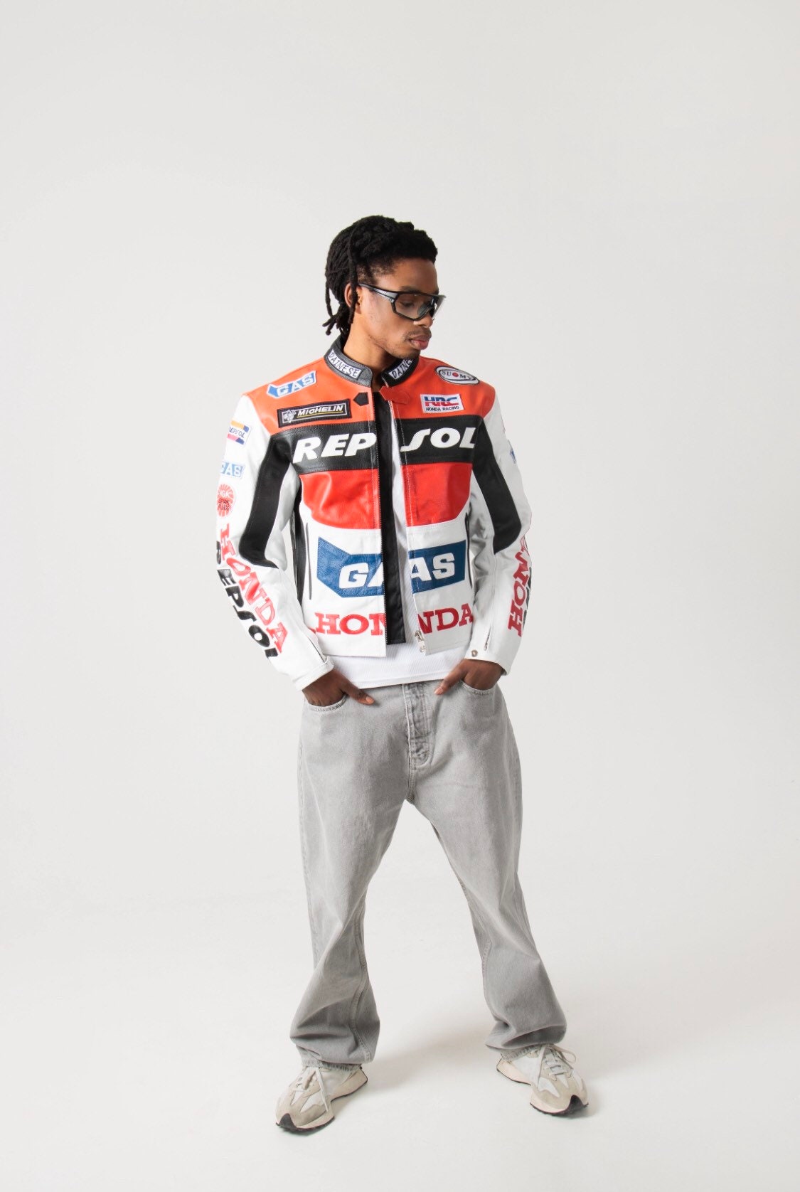 Racer Leather Jacket, Y2K Leather Jacket, NASCAR Leather