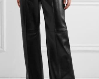 Wide Leg Leather Trousers, Leather Trousers, Leather Pants, Premium Leather