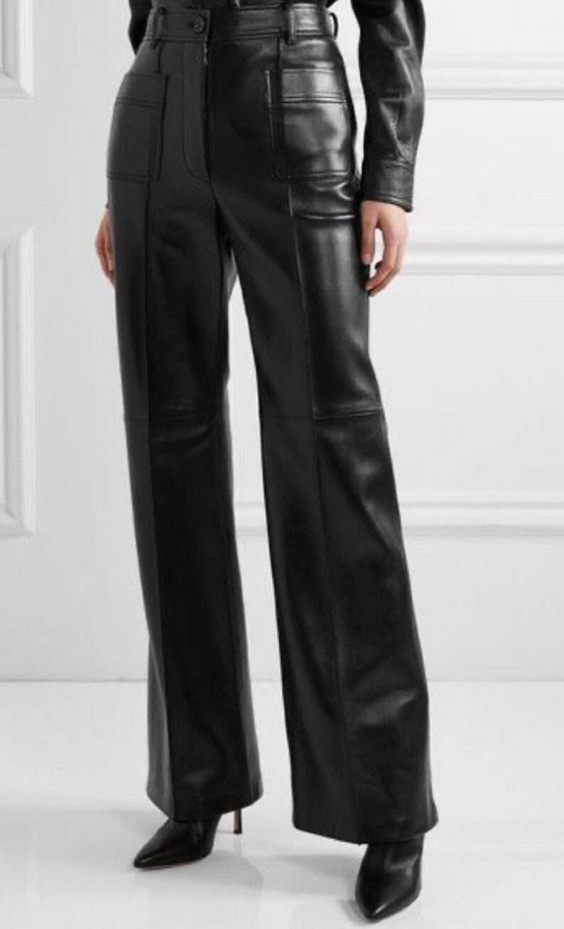 Wide Leg Leather Trousers, Leather Trousers, Leather Pants, Premium ...