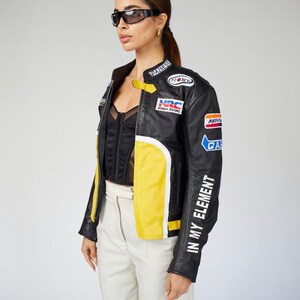 Racer Leather Jacket, Y2K Leather Jacket, NASCAR Racer Jacket, Biker ...