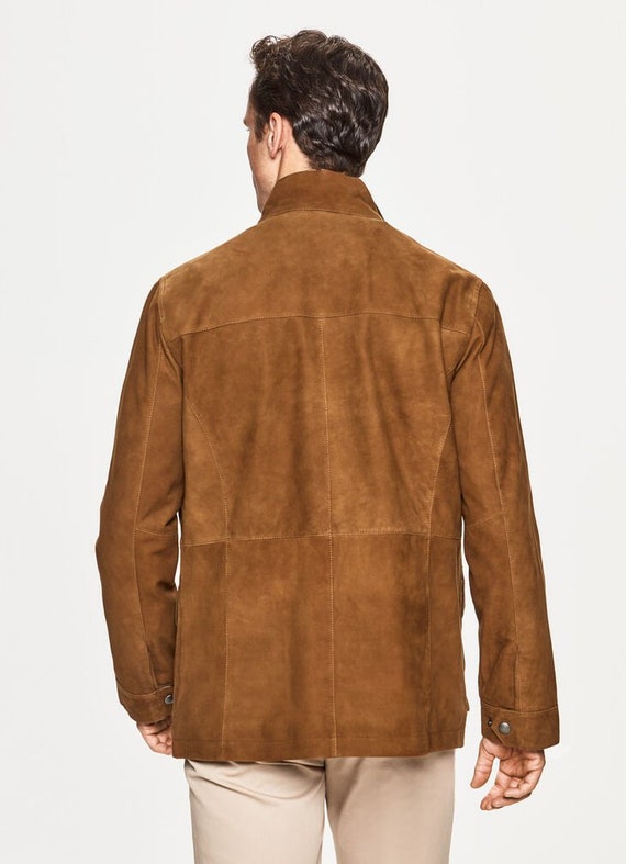 Mens Suede Jacket Suede Coat Tan Suede 