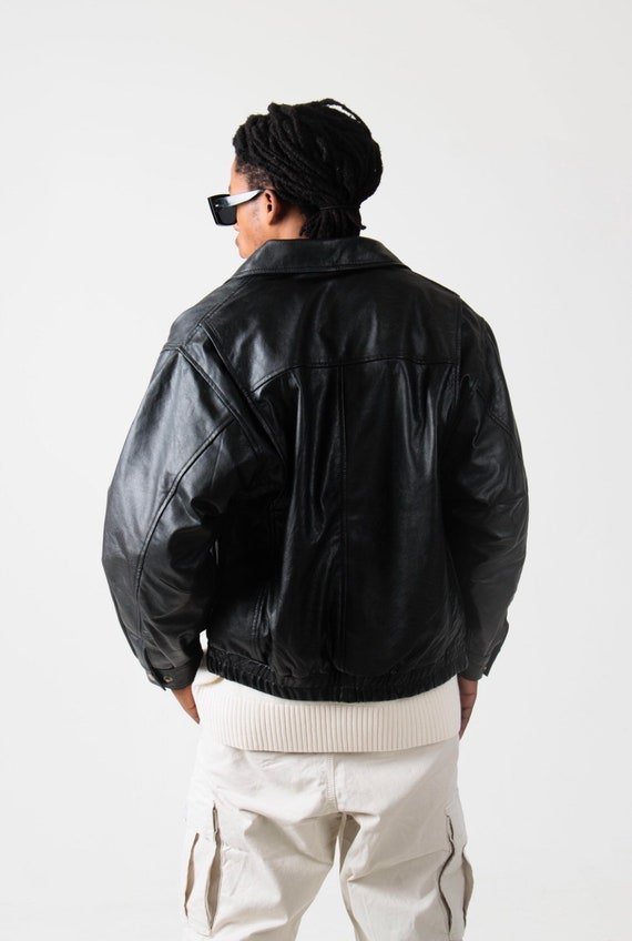 90s Oversized Leather Jacket, Vintage Leather Jacket, Oversized ...
