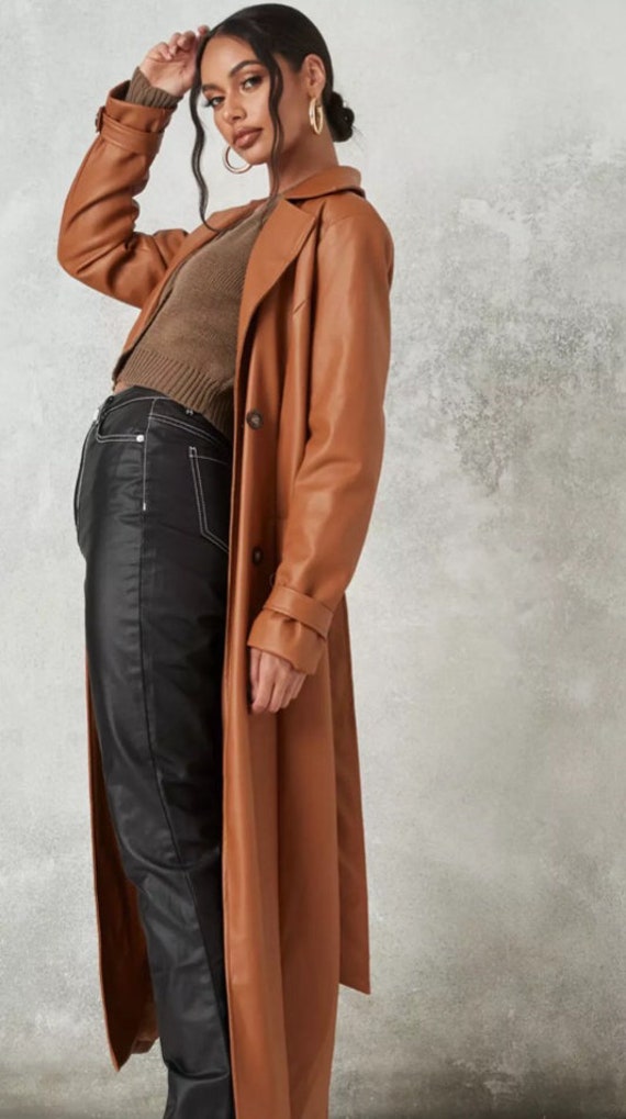 Leather Trench Coat Tan Leather Coat 