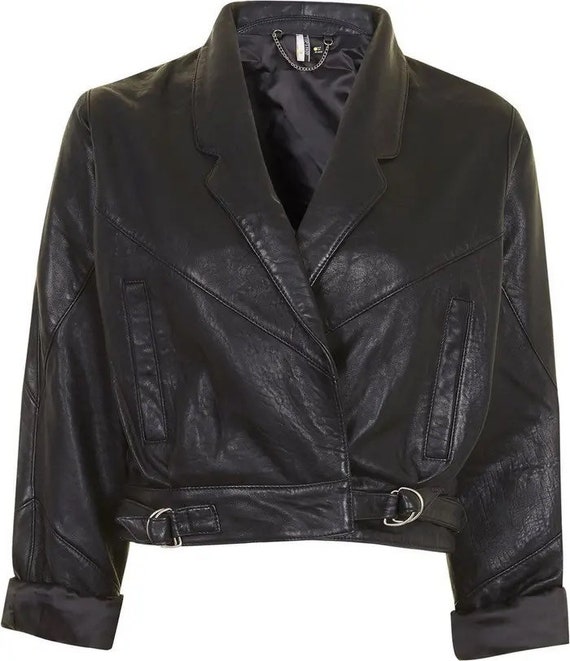oversized cropped lederjacke