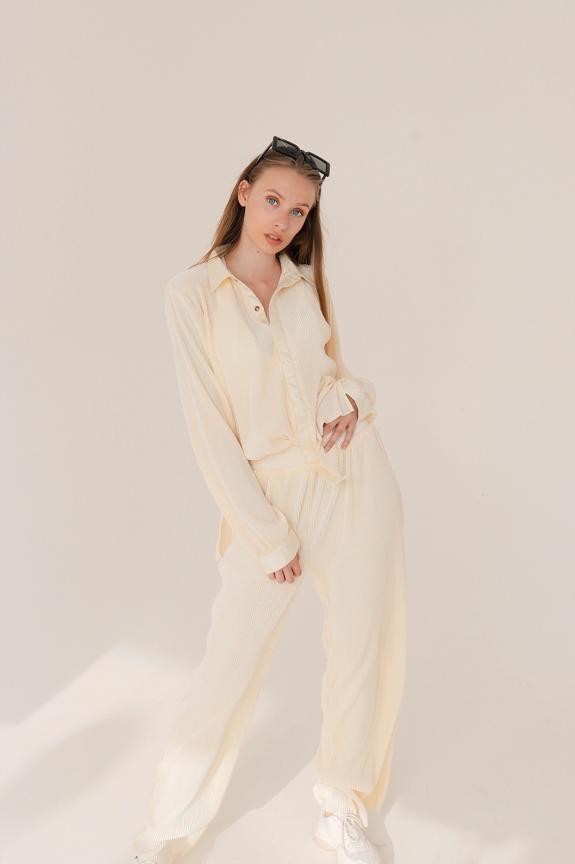 Cream Plisse Co Ord Plisse Co Ord Coord Set Casual Style - Etsy Ireland