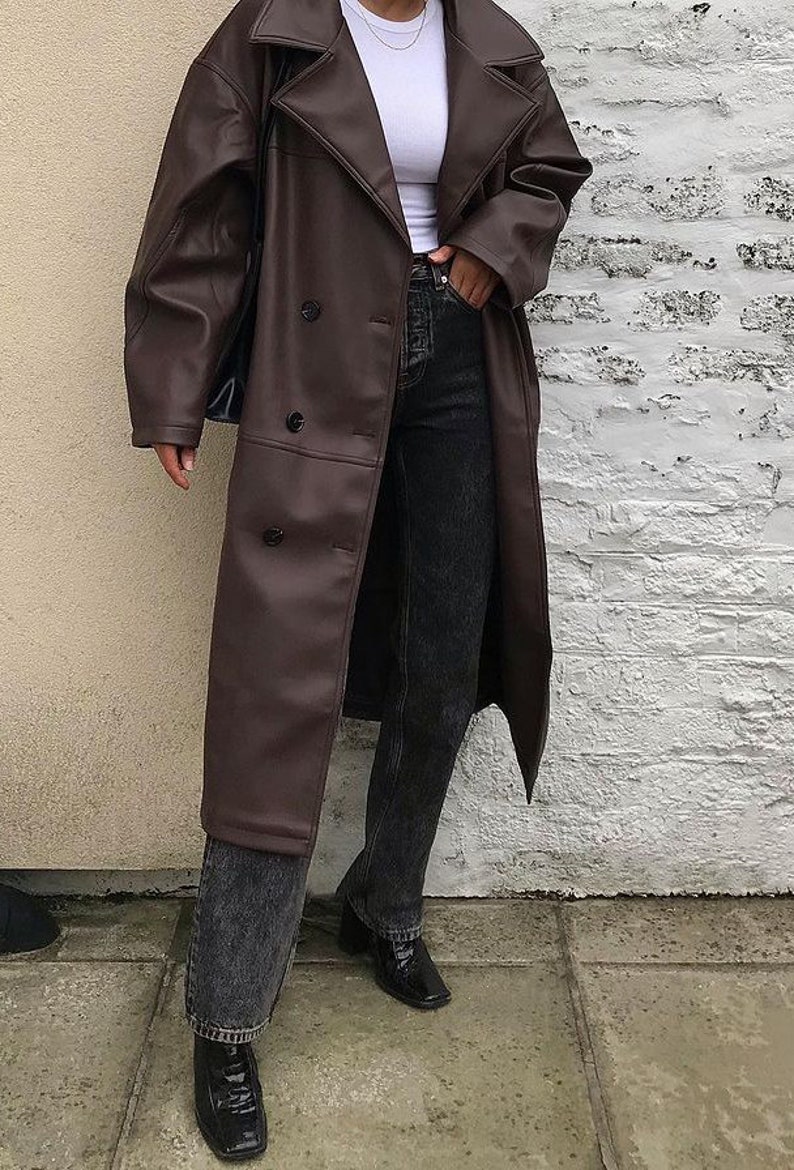 Oversized Leather Coat Leather Coat Winter Coat Etsy