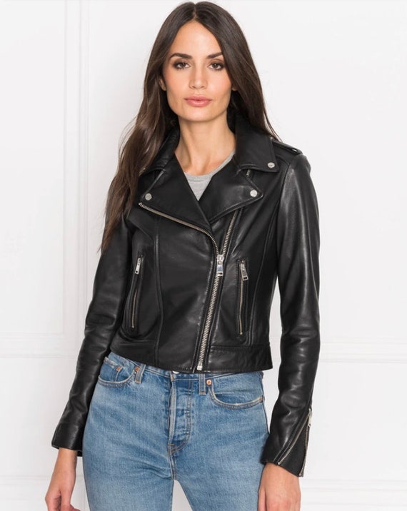 Leather Biker Jacket Cropped Leather 
