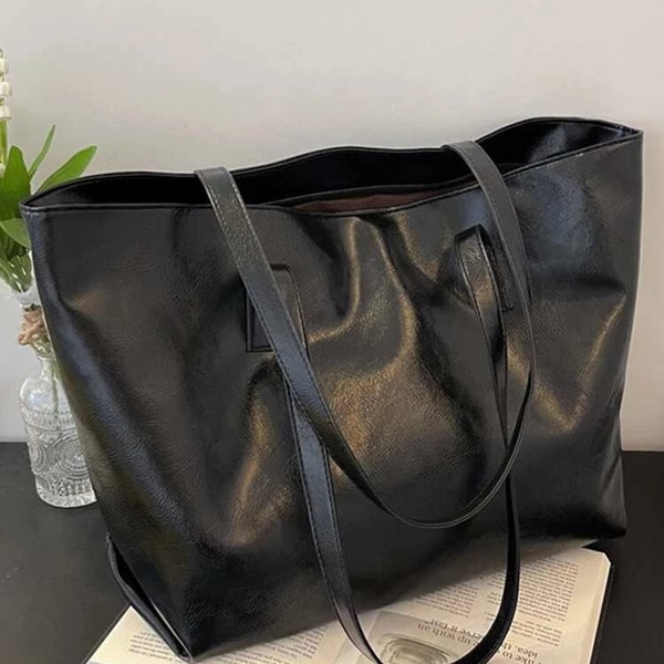 Leather Tote Bag - Etsy UK