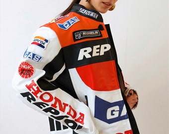 Oversized Retro Jacke, Racer Lederjacke, Y2K Oversized Lederjacke, Vintage Nassar Lederjacke, 90er Oversized Jacke