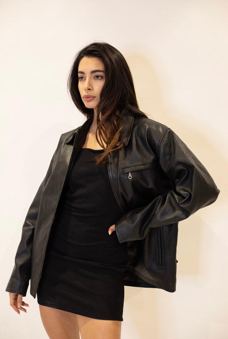 90s Leather Jacket Oversized Leather Jacket Y2K Leather Etsy UK