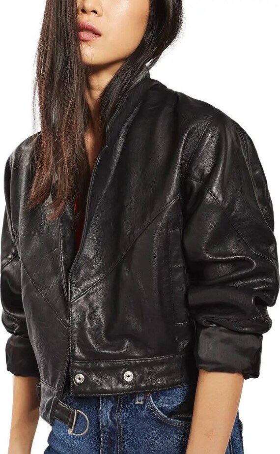 oversized cropped lederjacke