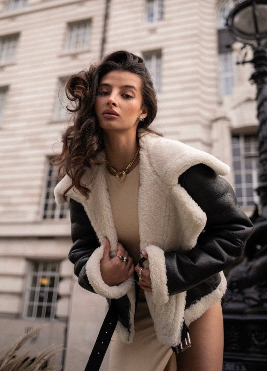 Y2K】 fur flight jacket blouson white
