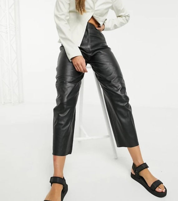 Leather Straight Leg Trousers Leather 
