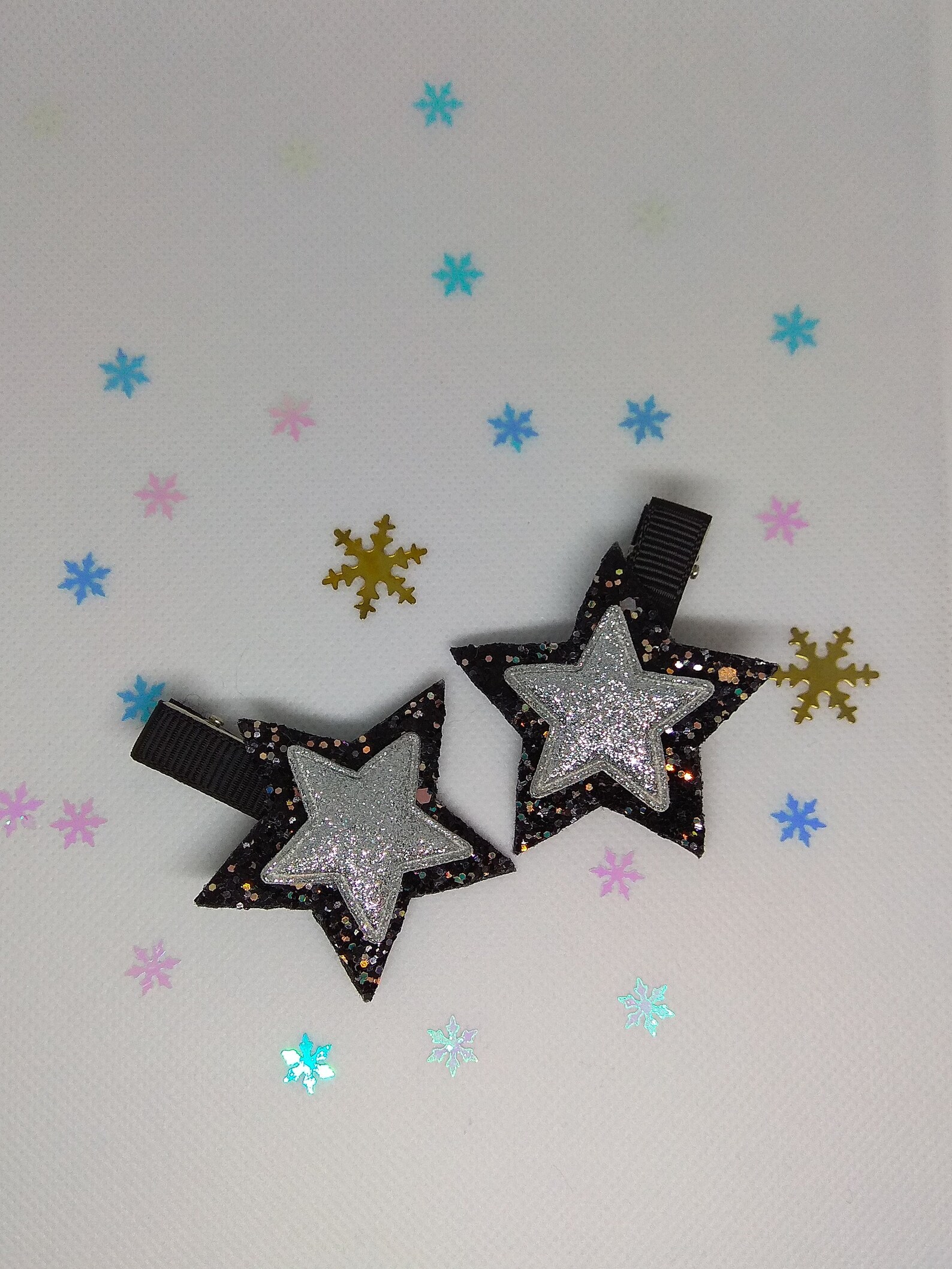 Star hair clip. Black hair accessories. Set of 2 hair clips. Etsy