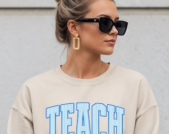 Striped Teacher Sweatshirt, Back to School Sweatshirt for Teacher, Cute Teacher Gift, School Sweatshirt, preppy sweatshirt