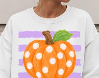 Pumpkin Patch Sweatshirt, Preppy Pumpkin Sweatshirt, Fall Crewneck Stripes & Pumpkins Crewneck